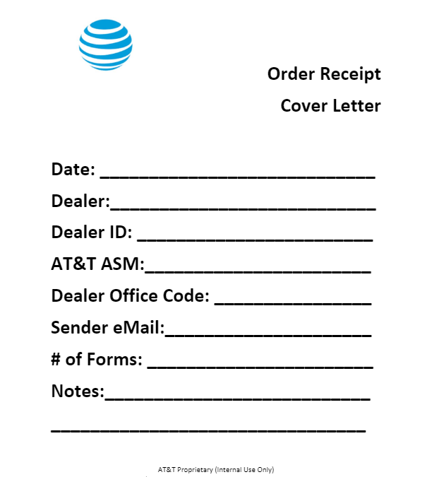 Order Receipt Cover Page
